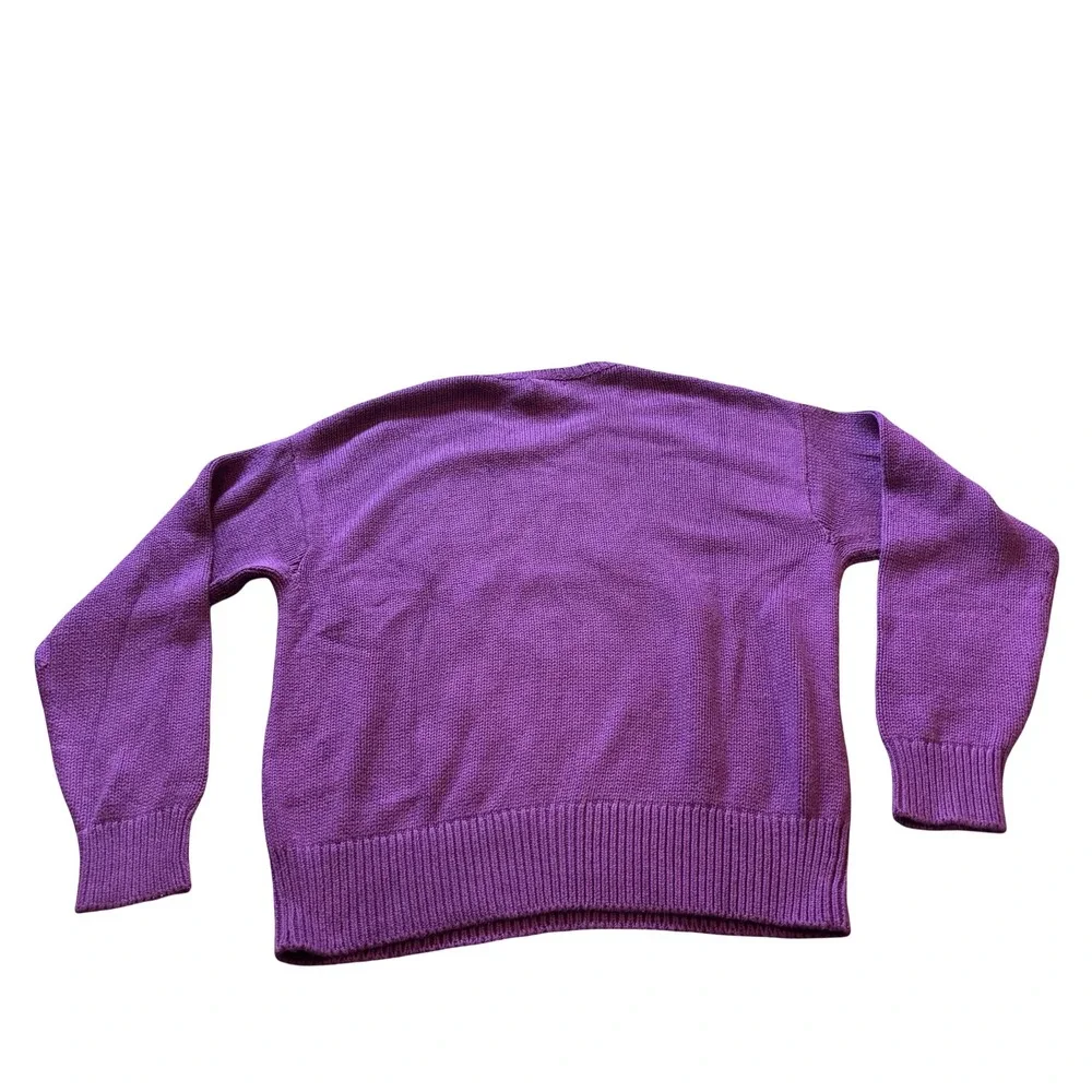 Polo Ralph Lauren Mens Purple Crest Embroidered Cotton Sweater Large NWT